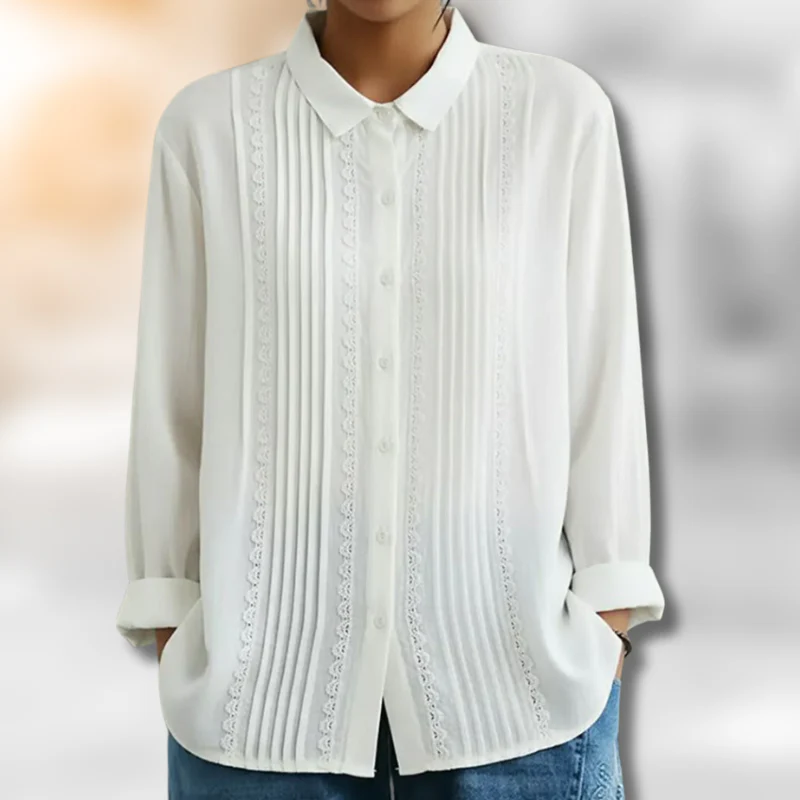 AMELIA PLEATED LACE TOP - Image 2