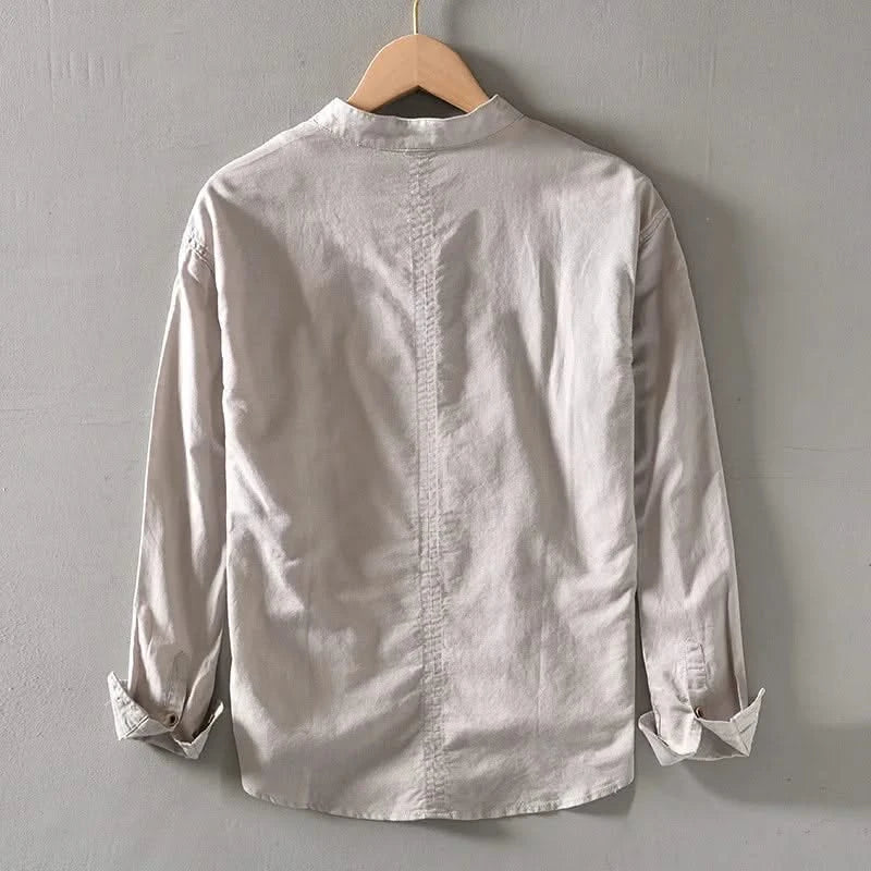 CALLUM LINEN MANDARIN SHIRT - Image 5