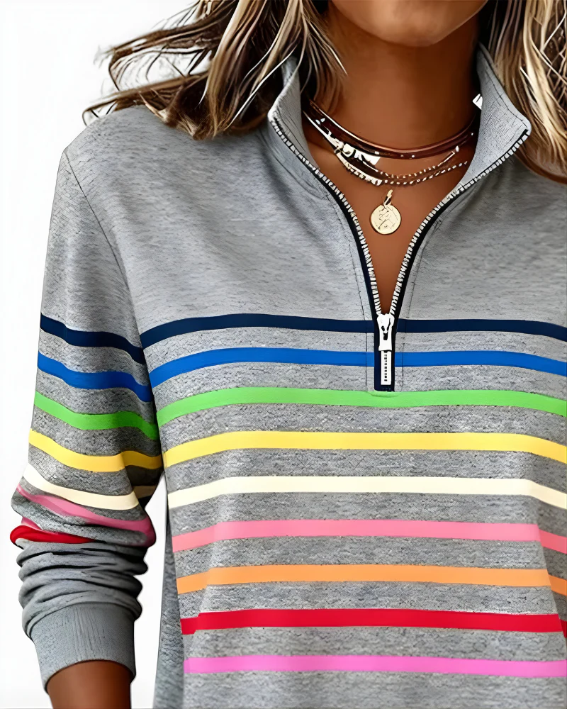 EVELINA STRIPED QUARTER ZIP - Image 7